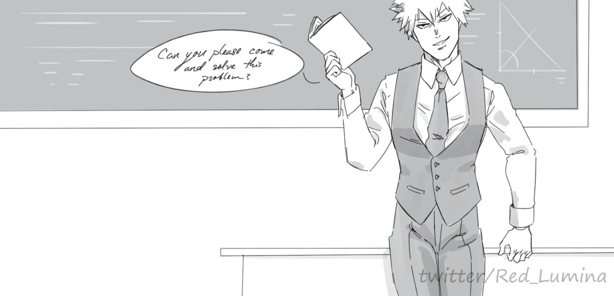 KamiNoAoiHono's tweet photo. ⠀⠀⠀⠀⠀⠀𝙏𝙚𝙖𝙘𝙝𝙚𝙧 𝘼𝙐
After some time after UA, Bakugou got the idea of becoming a teacher at the Local college in Tokyo. There he spent most of his time teaching X subject. He's a stricted teacher. Very hard on his students, and only 𝘾𝙀𝙍𝙏𝘼𝙄𝙉 can get straight As— https://t.co/8BQKR7KHF3