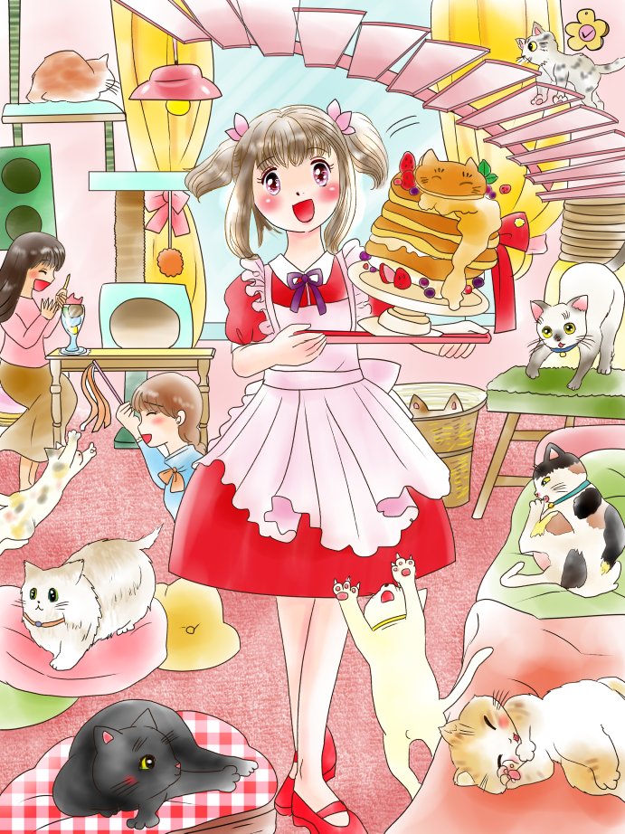 ついでに福娘様のお仕事で描かせていただいた猫カフェ漫画と恋まほ漫画内で猫カフェにふれたページを載せますね☀ 