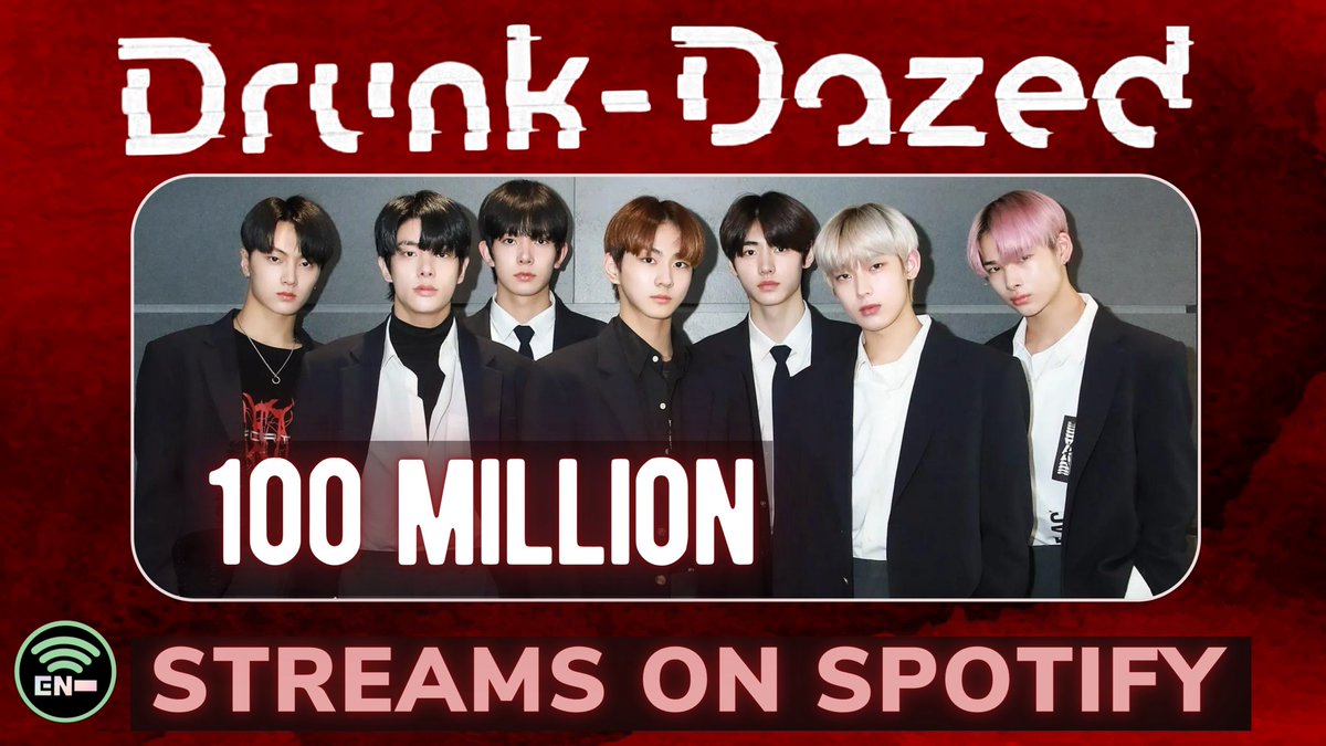 bangtanfanboy17's tweet photo. #ENHYPEN's #Drunk_Dazed becomes 2nd song to surpass 100M streams on Spotify!!! 🥳🔥
"Blue Hour" is the 4th song by #TXT
to reach 100M streams on Spotify, joins CROWN, 0X1=LOVESONG, RUN AWAY! #BlueHour100MonSpotify https://t.co/1VFezCbcbx