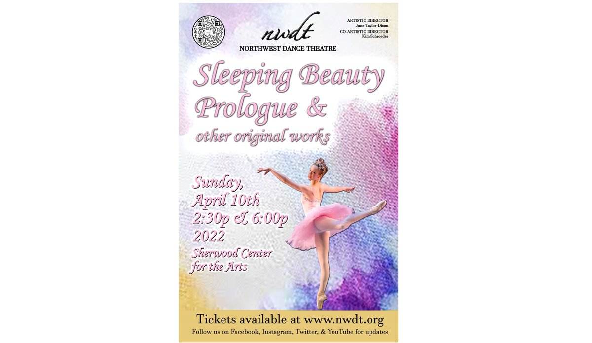 NWDanceTheatre's tweet photo. Spring is here and NWDT is proud to present our Spring show! Please join us on April 10th for "Sleeping Beauty Prologue &amp; Other Original Works" at the Sherwood Center for the Arts. Tickets now on sale at https://t.co/H8Ifyr54XM https://t.co/tBBAjYkxIK