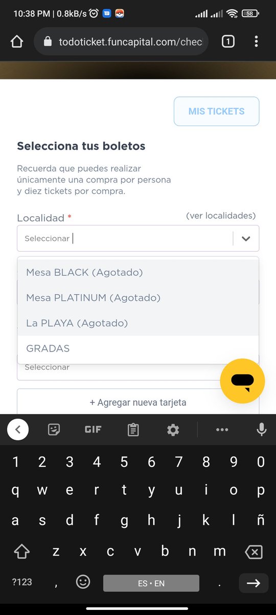 jseleal's tweet photo. Ya para que 🥲 Todoticket mierda https://t.co/cpCf2qREmp