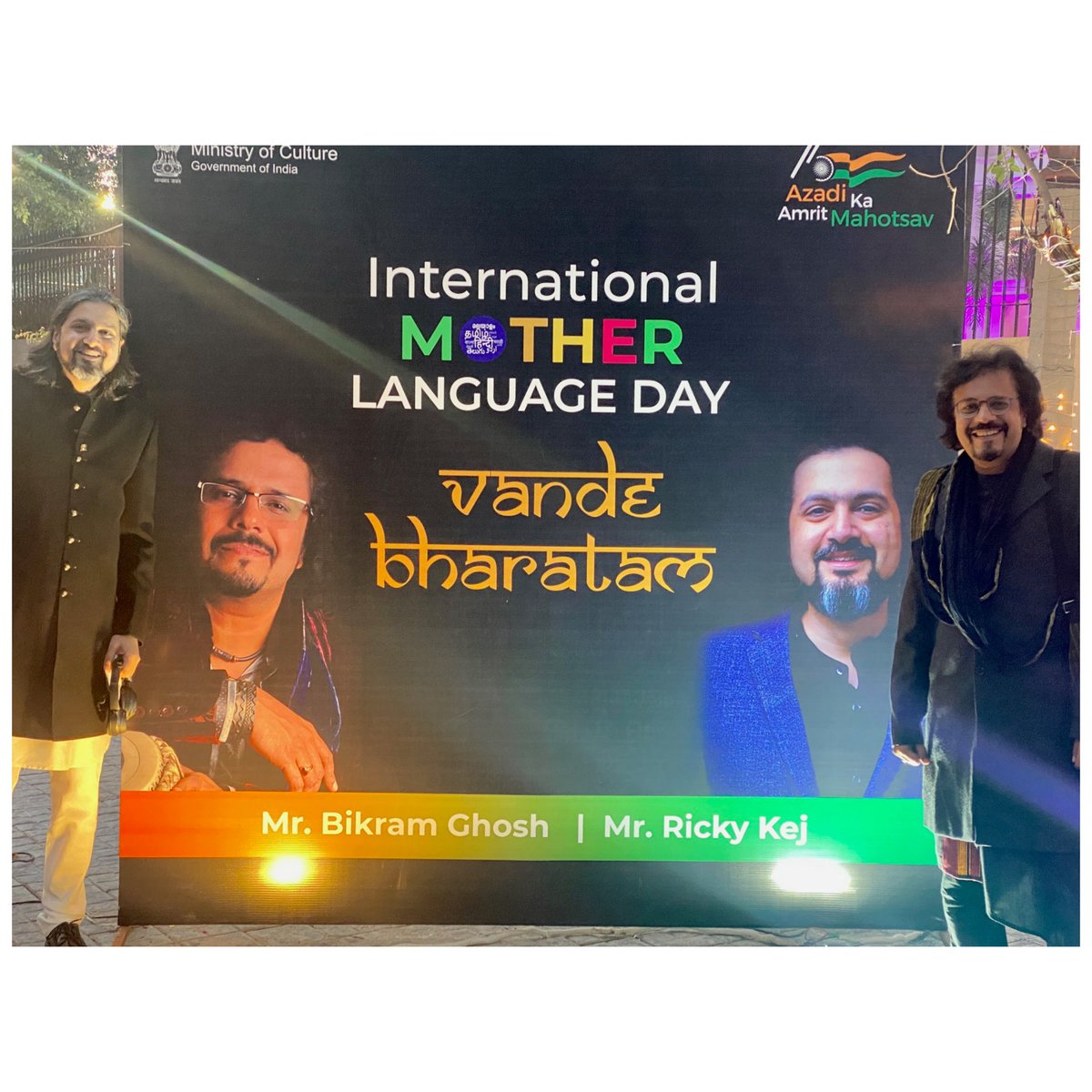 _AngeJor's tweet photo. Cherishing moments from the grand launch of the 'Vande Bharatam' song at #IGNCA, Delhi.
A melodic evening in collaboration with @rickykej and my band #Rhythmscape. 
#AmritBhasha #AmritMahotsav #InternationalMotherLanguageDay #MainBharatHoon https://t.co/fg4YbuksKX