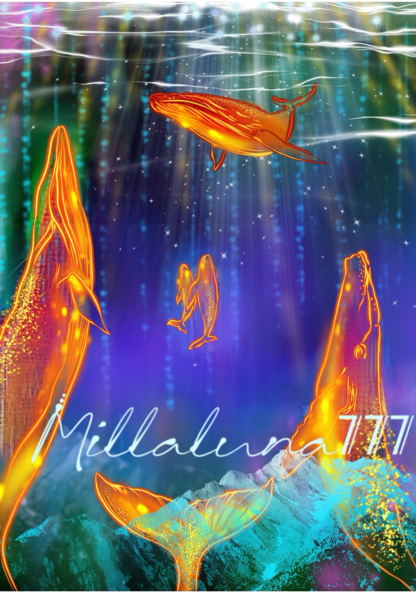 Shining worlds- Whales via @signArtApp -  mainnet.sign-art.app/user/3P9vP4esm… #dreams #mystery #whales #sea #beautiful #NFT #SignArt