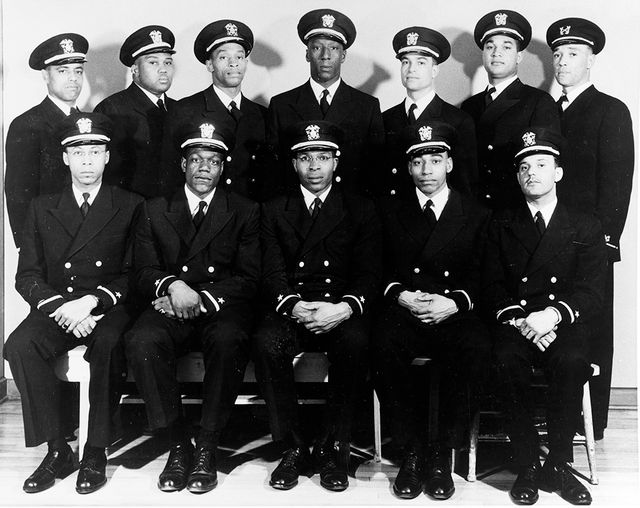 MDVAHCS's tweet photo. The “Golden Thirteen”  The Navy began training its first Black Officers in 1944.. Determined to succeed, they studied together by flashlight at night &amp; scored the highest average of any class in Navy history at the time. The military was desegregate 4 years later. #BHM https://t.co/uHGYTIHRaW