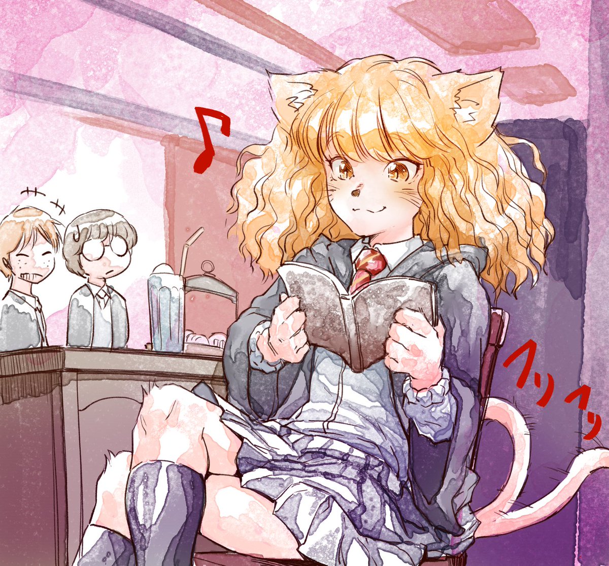 animal ears school uniform hogwarts school uniform cat tail cat ears tail 1girl  illustration images