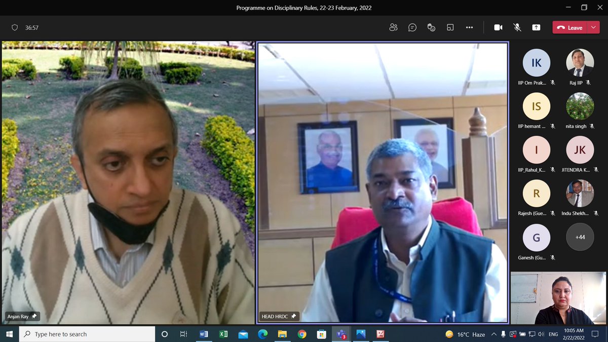 CSIR_HRDC's tweet photo. Online Programme on Disciplinary Rules, 22-23 February, 2022 for CSIR-IIP personnel, commenced today
@CSIR_IND @dgcsirIndia 
@CSIRIIP https://t.co/0ZAqD41nj4