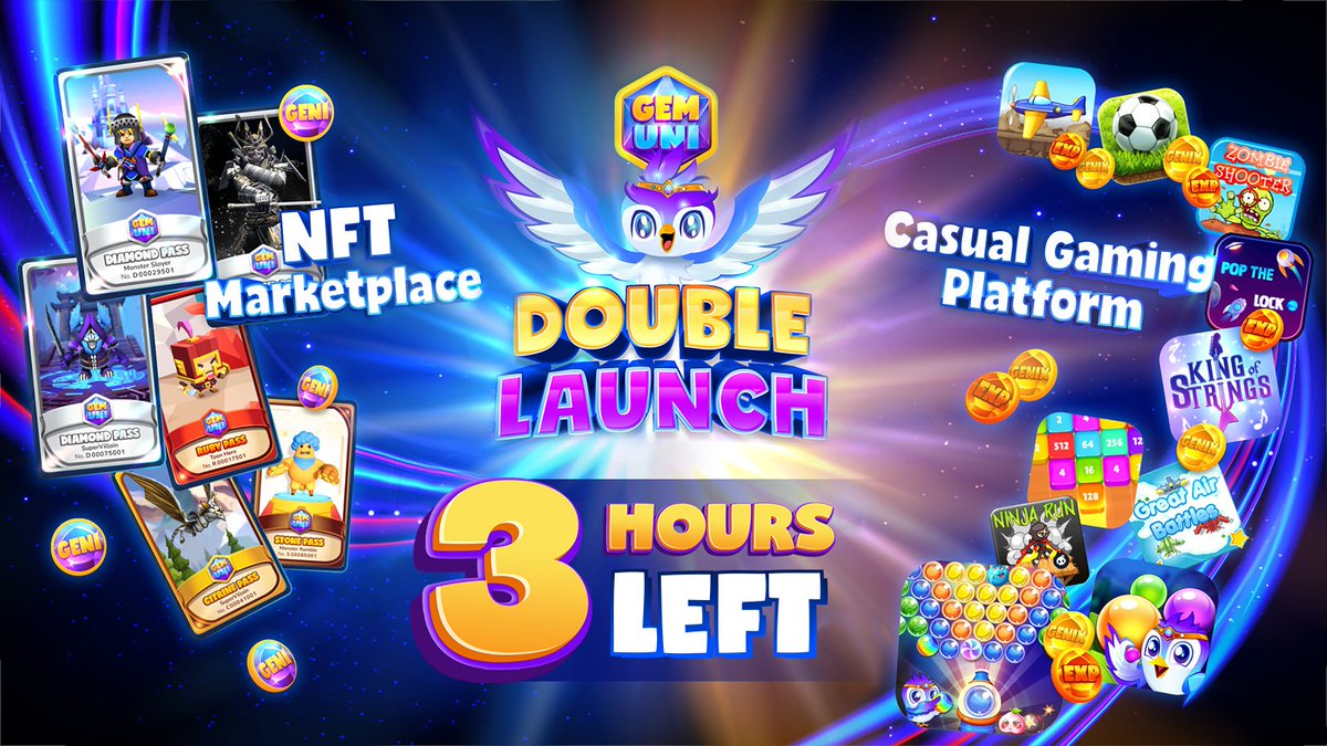 gemuniofficial's tweet photo. 🤩3 hours to go🤩

The #DoubleLaunch Events is about to set the mood up!

⏰: 9 AM (UTC)

Are you ready for the best one? Let's GO!

#GemUni #casualgames #DoubleLaunch #Event https://t.co/IeSwCvem85