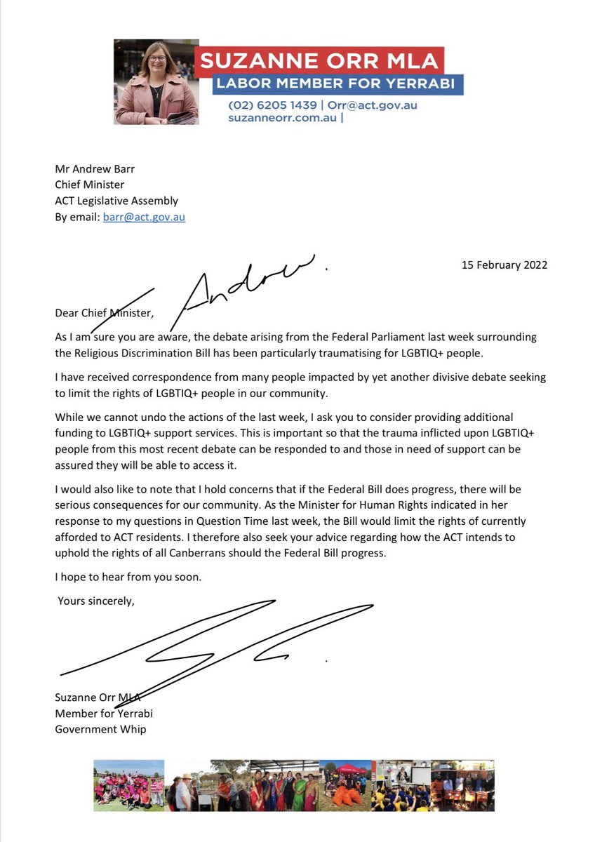 Today Andrew Barr, ACT Chief Minister confirmed additional funding will be provided to <a href="/MeridianACT/">Meridian</a> to provide support to the LGBTIQ+ community in the ACT. 

The extra funding follows a request I made as a result of the Federal debate over the Religious Discrimination Bill.