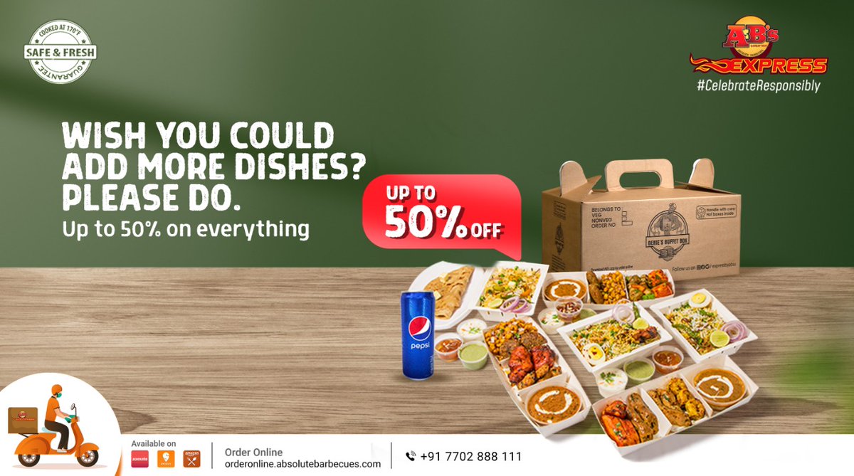 absolutebbq's tweet photo. Our Genie is offering discounts up to 50% off on everything! Now, what’s your excuse to not add your favourites to the cart and place the order? Hurry up now!
Visit https://t.co/qCXU1uMKCi to place your orders and call: 7702888111 for bulk orders.
#absolutebarbecues #buffetbox https://t.co/kImEi3Bl2a