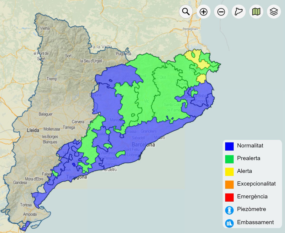 ValcarceAlberto's tweet photo. L'@aigua_cat declara l'estat de #prealerta als embassaments del sistema Ter-Llobregat, per incrementar l'ús d'#aigua dessalinitzada, posar a punt recursos alternatius i preparar plans municipals d'emergència. També manté l'estat d'#alerta en una part de l'Alt Empordà. #sequera 🚰 https://t.co/VLNJqBfcVC