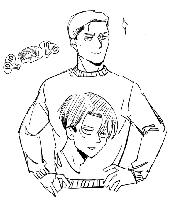 erwin likes his new sweater, levi approves 