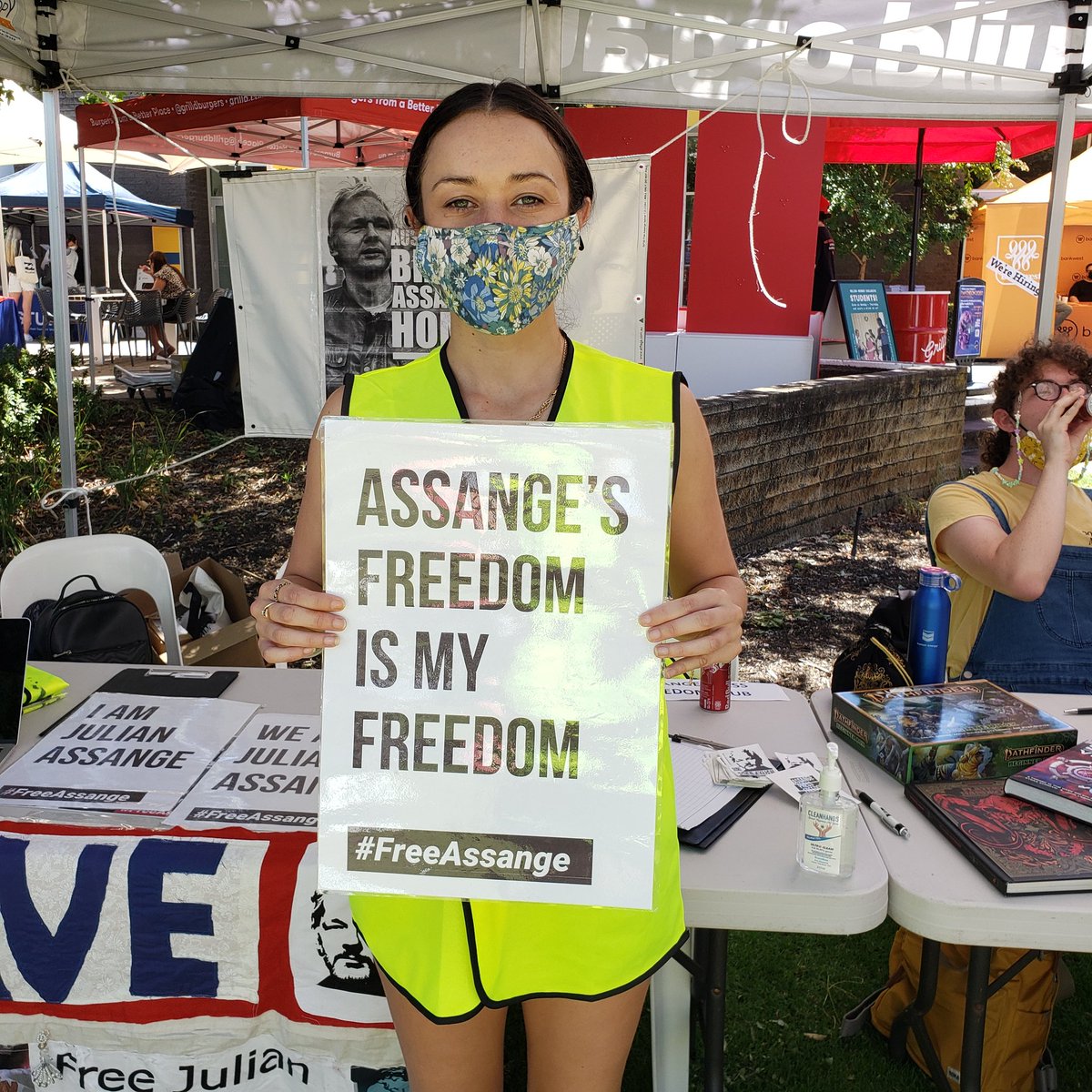 GladPublic's tweet photo. Assange Press Freedom Club at ECU Mount Lawley Orientation Day. Come sign up #FreeAssange https://t.co/696uihTKlJ