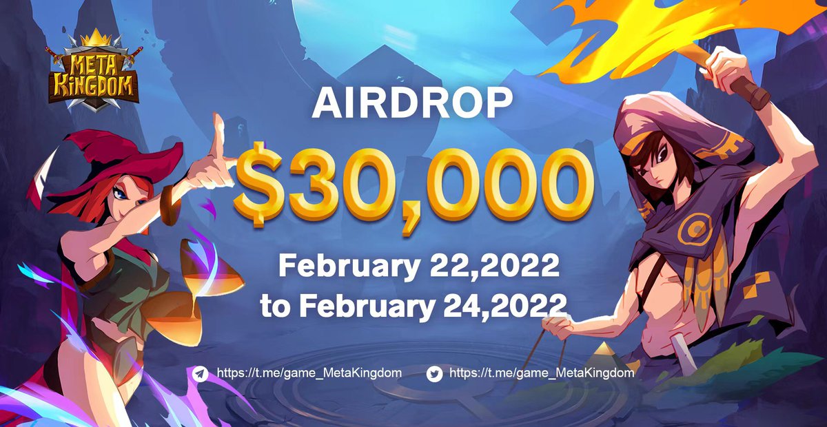 📣The game of MetaKingdom are coming soon!🎉 $30,000 Reward for a limited time!💰💰
🎮Participate in the game online benefits: gleam.io/AocGY/metaking…
End time: February 25, 2022 12:00 UTC
#Metaverse #games #GameFi #Airdrop #P2E #playtoearn