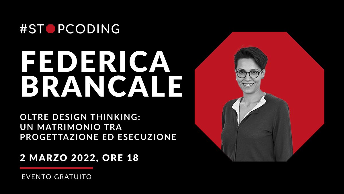 20tab's tweet image. 🛑Con Federica Brancale andremo oltre il #DesignThinking, tra progettazione ed esecuzione, per dimostrare quanto è importante avere un team ad alto rendimento.

#StopCoding torna il 2 marzo.

➡️ meetup.com/it-IT/stopcodi…