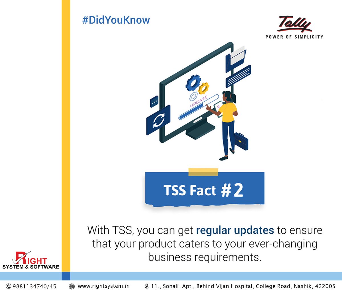 Rightsystemnsk's tweet image. TSS lets you update your tally software with new releases and rules. we help you step by step to update TallyPrime and we answer all your questions related to TSS.
If you Have any Questions call us now at 9881134745-40
rightsystem.in
#tallyprime #rightsystemandsoftware