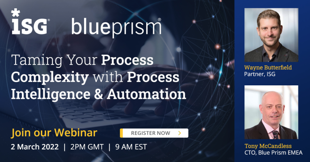 kevin_dws's tweet photo. Business demands greater visibility to the people, processes and tasks in your business. Join @ISG_News and @blue_prism to discover the what, when and how of #processintelligence with #automation in this March 2 #ISGSmartalks webinar. https://t.co/kdgNFuNRci https://t.co/CTl6eaH4o0