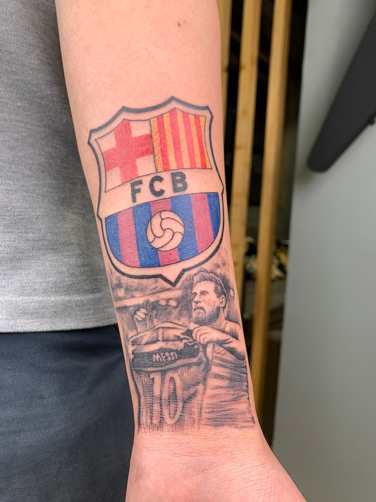sleeper cell on X: "A (couple of days) late birthday gift to myself. #Tattoo #FCBarcelona #LionelMessi #FCB #JerseyCelebrationAtBernabeu #MyFirstTattoo https://t.co/VuF2WGDcpV" / X