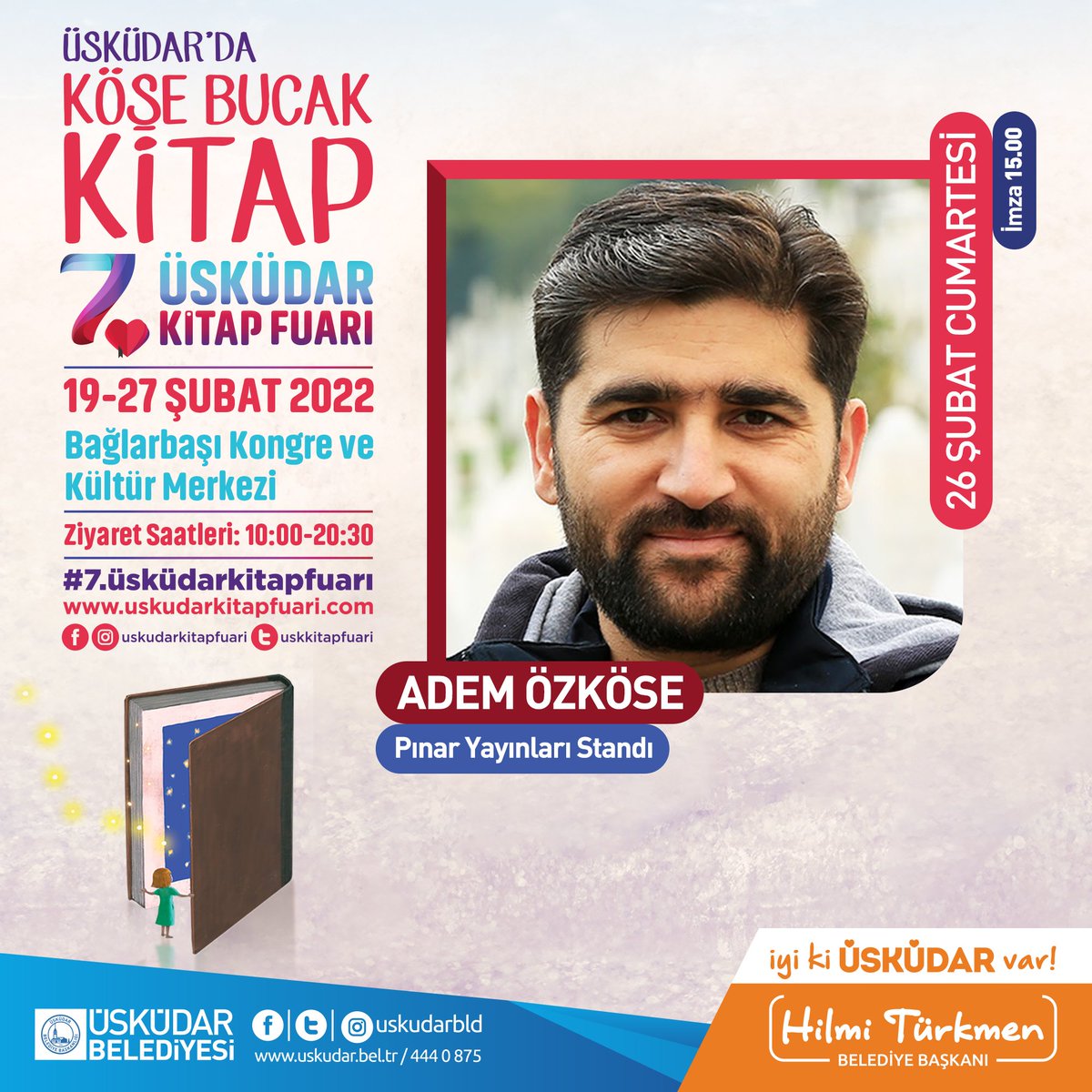 ademozkose's tweet photo. Arkadaşlar!
Cumartesi günü nasipse 15.00 ile 17.00 arası Üsküdar Kitap Fuarı'nda @PinarYayinlari standında olacağım.
Davetlisiniz. https://t.co/94BSMRQTBG
