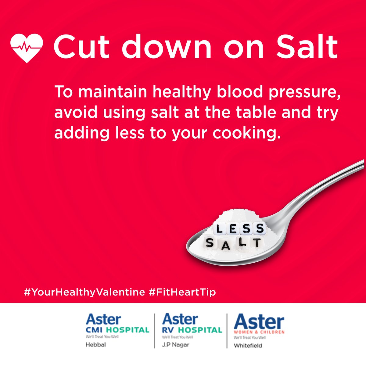 asterbangalore's tweet image. This National Heart Month, here are your tips for this week! The fitter your heart, the healthier your life. 

#YourHealthyValentine #FitHeartTip #SaltIntake  #NationalHeartMonth #AsterHospitals