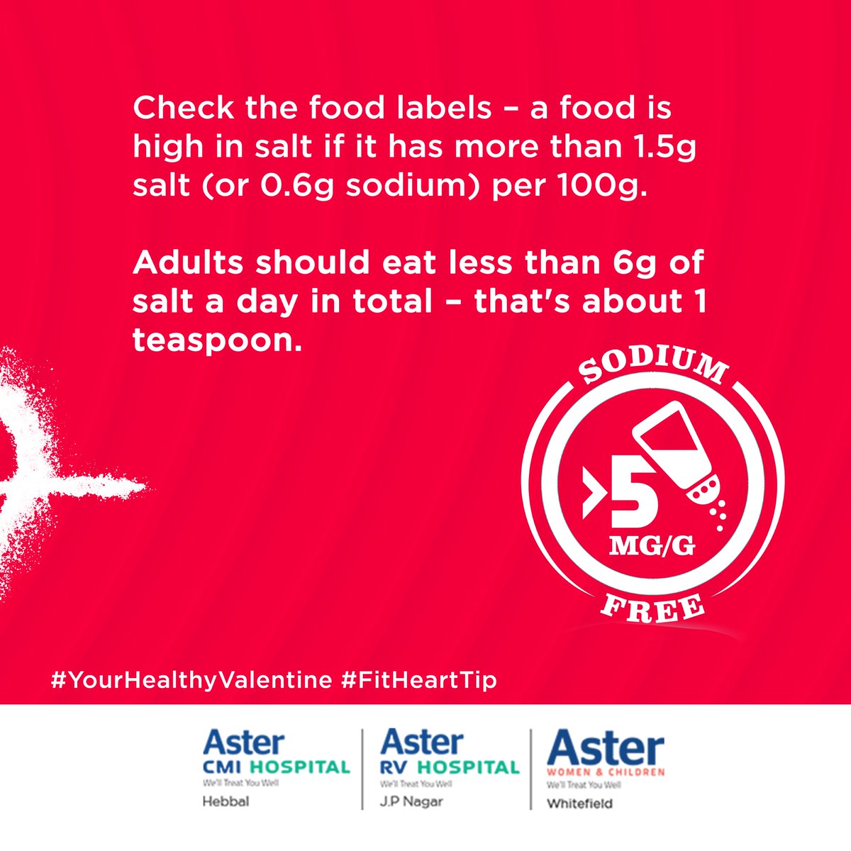 asterbangalore's tweet image. This National Heart Month, here are your tips for this week! The fitter your heart, the healthier your life. 

#YourHealthyValentine #FitHeartTip #SaltIntake  #NationalHeartMonth #AsterHospitals