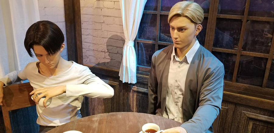 hourly_eruri's tweet photo. I find it so curious that Levi is practically sitting on the edge of the chair, as if he wants to be close enough to Erwin, I mean look at his shoe is rubbing Erwin's leg lol https://t.co/cZ6Q48rXzb