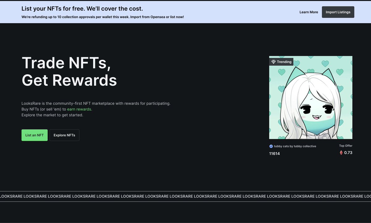 Congrats to <a href="/tubbycatsnft/">tubby cats</a> on the successful launch!

🐱looksrare.org/collections/0x…
