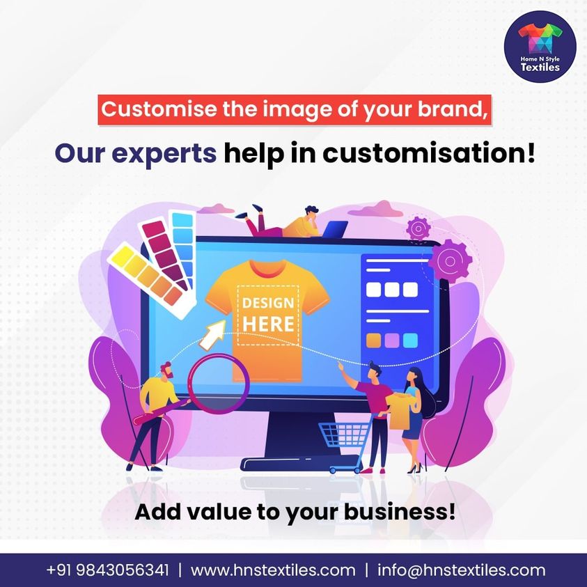 Customisation has proved to be one of the most important factors in building brand image. Experts at HNS Textiles believe in the same! Add value to your business today.

#customisation #branding #tshirtbrand #textilenews #textilesindia #apparelmanufacture #fashion #trends