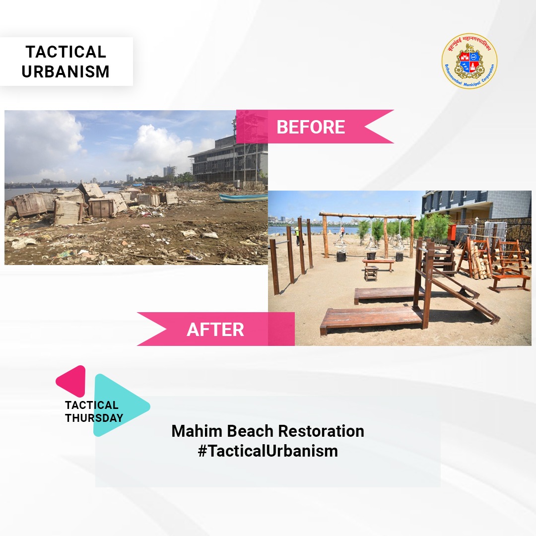 One of the many efforts by <a href="/mybmc/">माझी Mumbai, आपली BMC</a> towards making Mumbai more resilient to climate change by restoration of water bodies. 

In picture: Mahim Beach, Mahim

#TacticalUrbanism