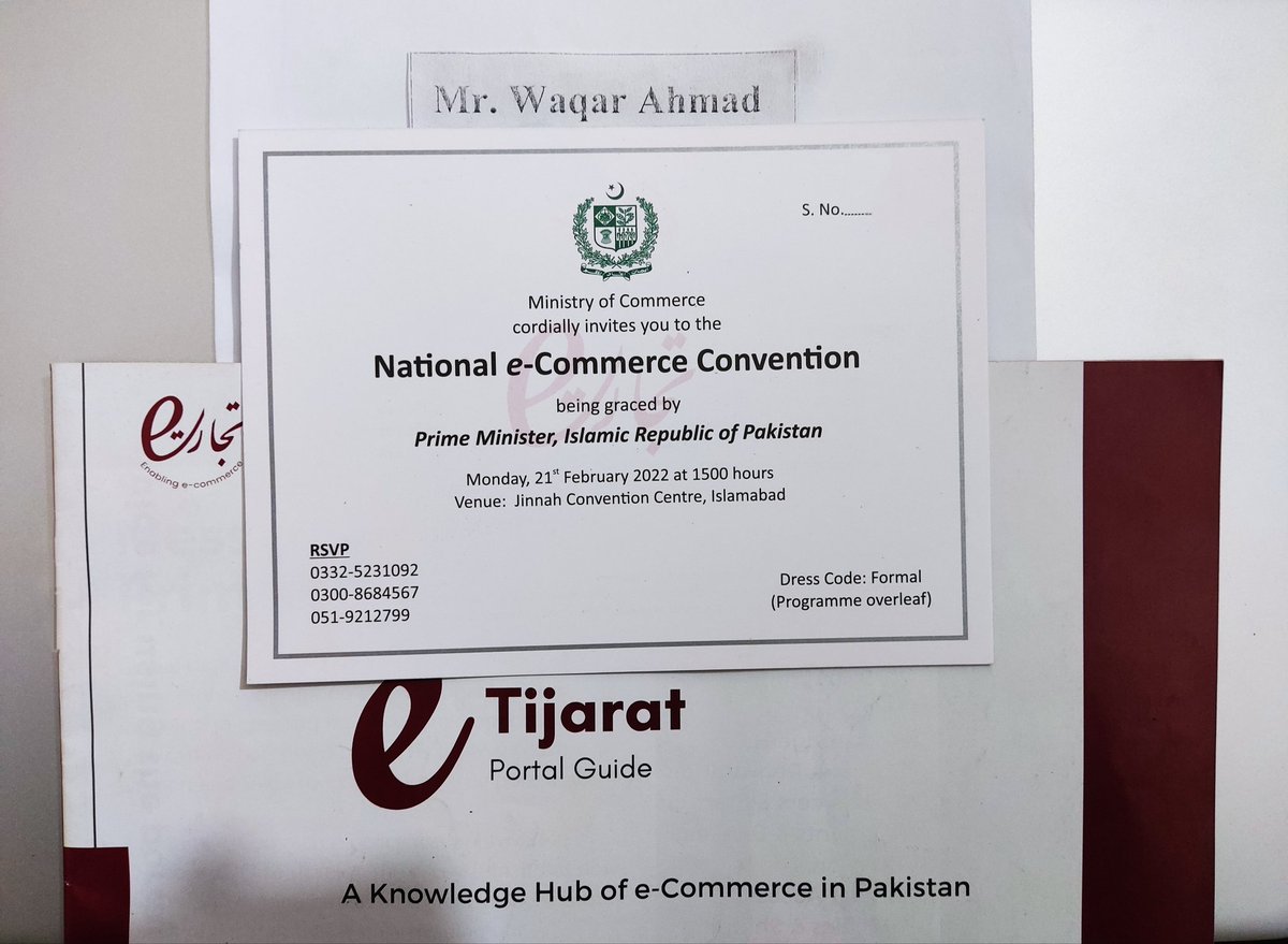 Thanks to the government of Pakistan for acknowledging and encouraging the IT Sector services, their impact on the country's exports. Thanks for the invitation to National e-Commerce Convention 2022 as well.

#imrankhanPTI
#ETijaratPortal
#freelancing
#Alright_Tech_Pvt_Ltd