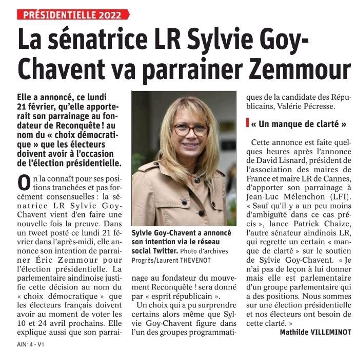 BBoysson's tweet photo. Quel culot ! .⁦@P_Chaize⁩, sénateur LR, trouve « démocratique » de parrainer Jean Luc Melenchon, mais « ambigu » de parrainer Eric Zemmour. Tout mon soutien à ⁦@SGoyChavent⁩. https://t.co/0TbblEGuVP