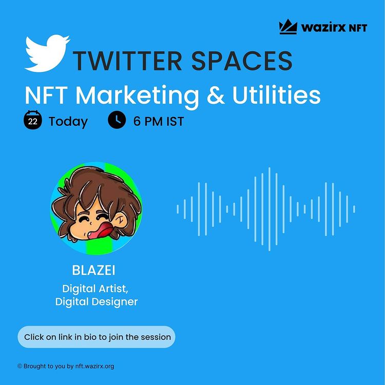 WazirXNFT's tweet photo. Do you know how to market your NFTs &amp; Add Utilities?🧐

Join us on Twitter spaces at 6pm alongside @blazei_art as he walks us through some points of how to market your NFTs &amp; add Utilities. 🚀

Join at👇
https://t.co/JDByXOaM8Z

#WazirXNFT #NFTCommunity #NFTCollector https://t.co/n5C1Aw6cEe