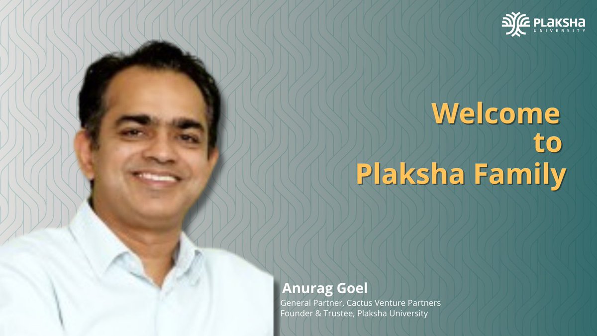 PlakshaUniv's tweet photo. Delighted to have Anurag Goel as Founder and Trustee at Plaksha University.

Know more about our founders here: https://t.co/SFI9tqBteH

#Reimagineteched #Universityoffuture #PlakshaUniversity https://t.co/BngeTdpKQf