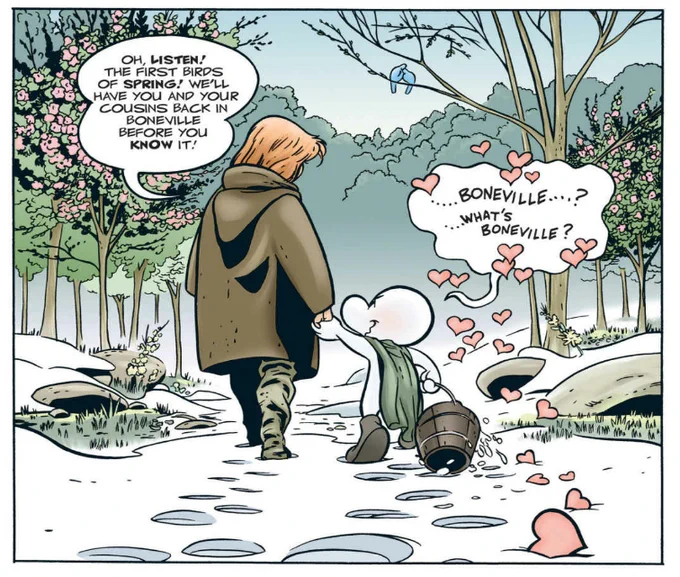Also I'm not sure if this is one people HATE but I like a funny little guy with a tall beautiful crush/love interest like Roger and Jessica Rabbit. I reread Bone vol. 1 recently for the first time in like 15 years and was like Oh this definitely left a mark on my 5th grade brain 