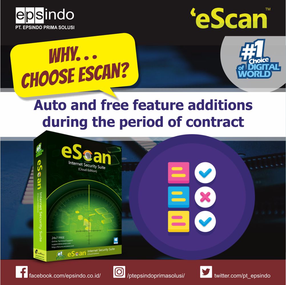 pt_epsindo's tweet image. Auto and free feature additions during the period of contract

eScan is the ONLY product that gives out new features (as auto-updates) to consumers FREE of cost during the contract period. 

#escanantivirus
#escanindonesia
#antivirus
#escan_antivirus
#escanantivirussecurity