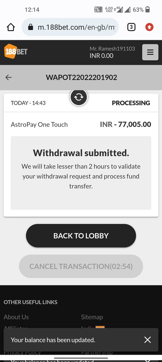 AbittuDeepak's tweet photo. I deposited on 188BET through Astropay. When I placed a withdrawal(77000 INR) request they asked for my Identity Proof  Address Proof and Voter Id. They accepted my Documents and told me to deposit again by Astropay.i have made a new deposit @188_official @188BETTING
@imprinceray https://t.co/2KybG2jNHl