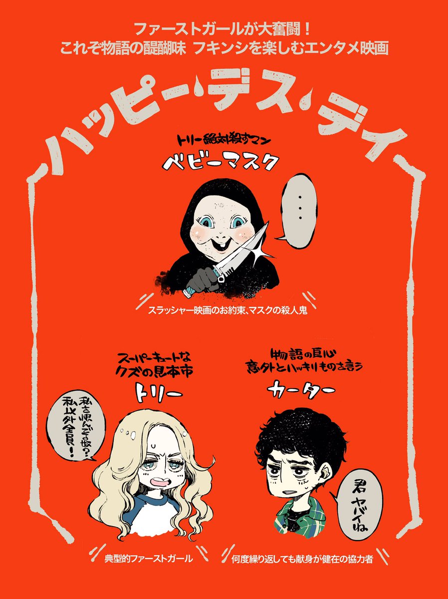 映画プレゼン会で使った見出し画像『ハッピーデスデイ』って大体こんな映画。
トリーは滅びぬ…何度でも蘇るさ…。 