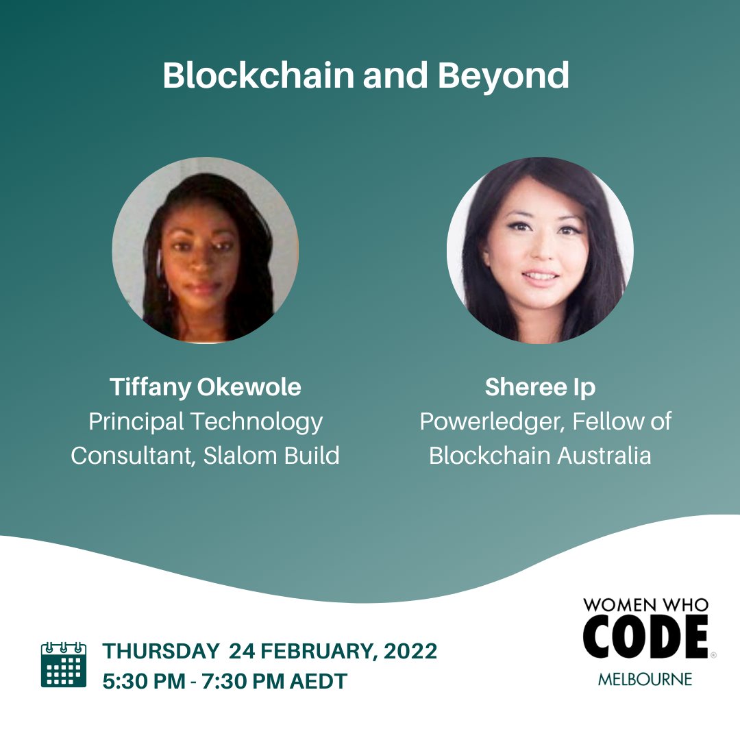 WWCodeMelbourne's tweet photo. Not too late to sign up for our virtual Blockchain panel this Thursday 

Meetup link 👇 https://t.co/51cOyhXvv7