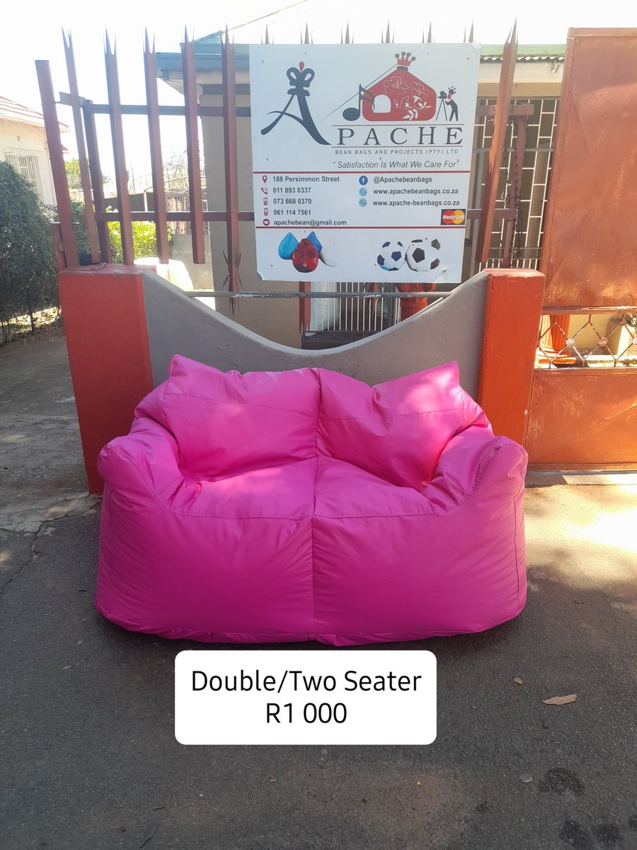 For New Affordable Bean Bags that delivers🚚 around Gauteng come to <a href="/Apachebeanbags/">Apache bean bags</a> 

To place your order: 

📧Email: apachebinstephen@gmail.com
📱Whatsapp: wa.me/message/VNYJ6H… 

For more info visit our website 🌐: apachebeanbags.co.za