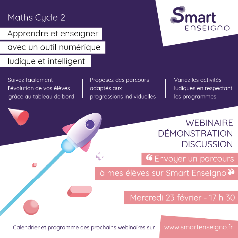 SEnseigno's tweet photo. Les inscriptions pour notre webinaire « Envoyer un parcours à mes élèves sur Smart Enseigno » de demain à 17 h 30 sont encore ouvertes.
Lien d'inscription : https://t.co/gMhUeTastI 🚀
#enseignement #cycle2 #p2ia #smartenseigno #ecoles #maths https://t.co/3ApwHsUrc9