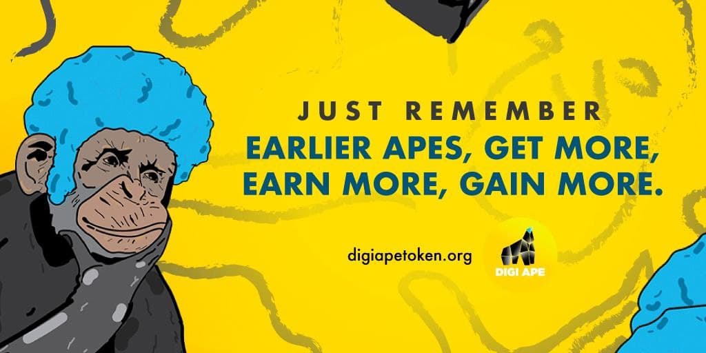 digiape888's tweet photo. A special Valentine’s DAPE Airdrop is going to end on 24th February 2022. 

Get 1% ($DAPE) of your holdings. 🦧💸

Follow us, retweet, like and tag three friends, then comment your $DAPE address.

#digiape #digiapetoken #buythedape #diamondhead #BSC #NotFinancialApevice https://t.co/kxgZ9njmfD