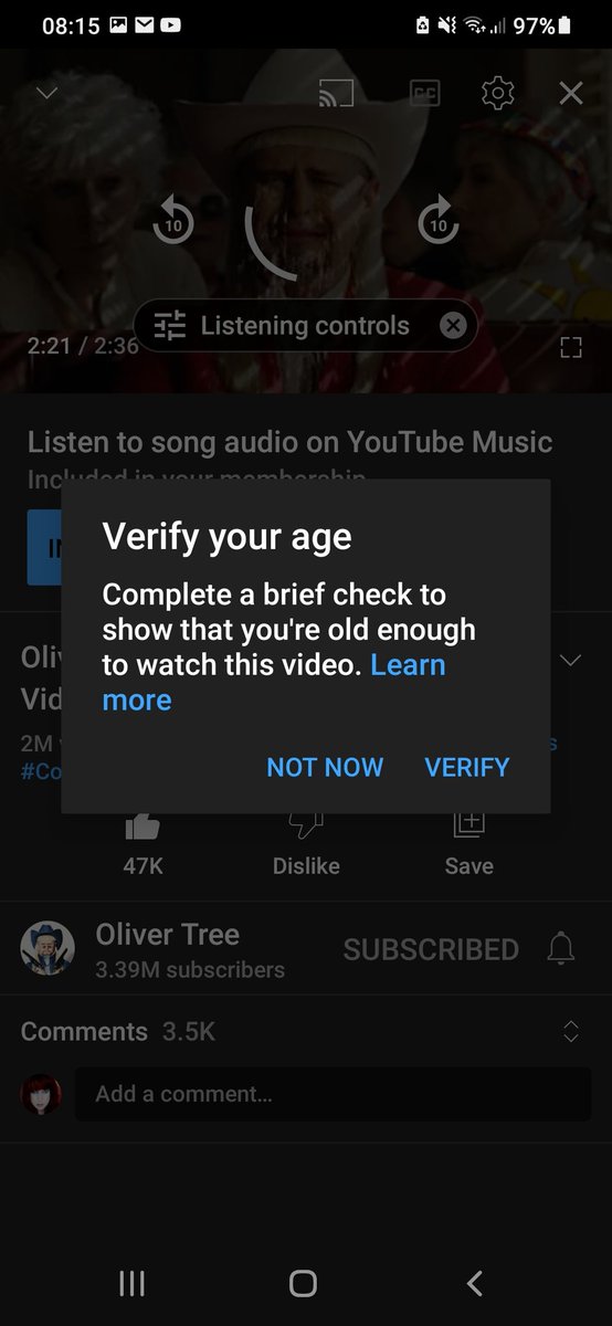 SiveSophia's tweet photo. @TeamYouTube If I can pay for Premium I can decide if I am old enough to watch the new @Olivertree video Swing &amp; a miss, whitout sending my fucking ID to google!! Same goes for his Hurt video! And really what was wrong with Swing &amp; a miss?! https://t.co/Ux3s9uam8W