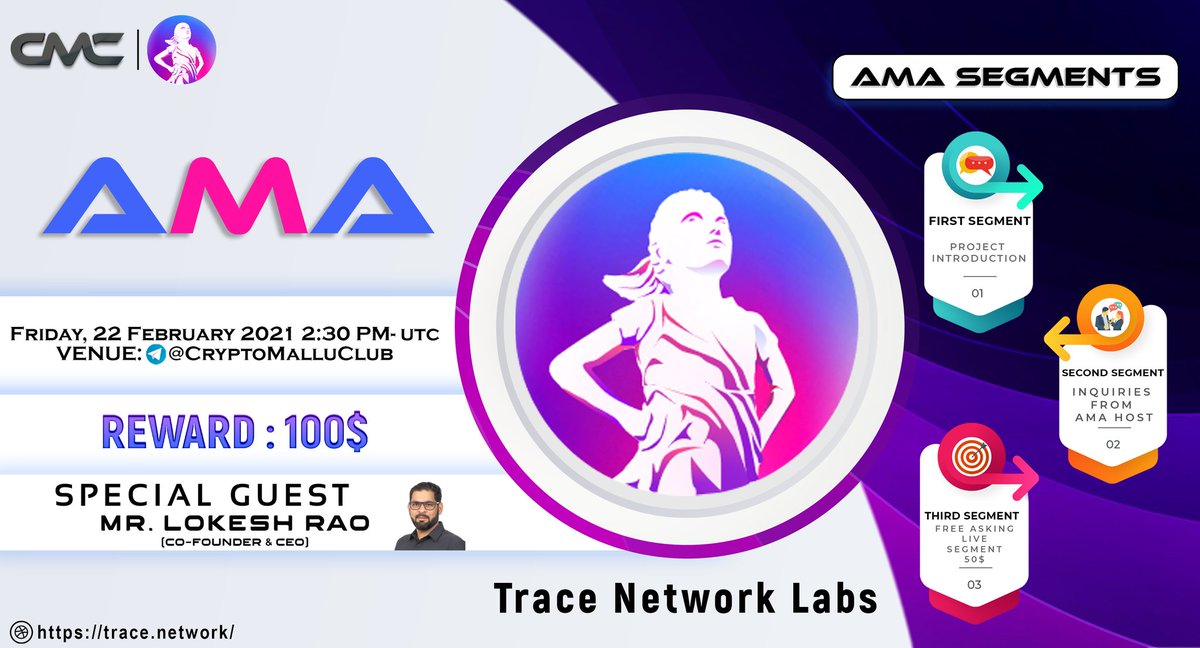 CryptomalluC's tweet photo. 🎙️CRYPTOMALLU CLUB AMA ANNOUNCEMENT

CRYPTOMALLU CLUB X @trace_network

🗓️ DATE - 22nd February 2022
⏱️ TIME - 2.30 PM UTC
📬VENUE- https://t.co/cn5b4v5Pk1
     
Total of 💲100 is Up For Grabs For Best Questions. https://t.co/CrfIyZp9H5