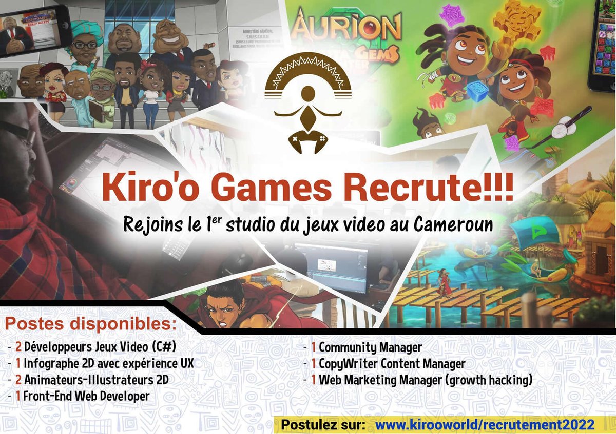 madibaOlivier's tweet photo. [OFFRE D'EMPLOI]
 KIROO GAMES RECRUTE 09 POSTES.

Délai: 10 Mars 2022

Pour Postuler, cliquez ici 
 https://t.co/Mk8xUjiQC3 

la référence du jeu vidéo Kmer recherche 9 profils pour créer les meilleurs jeux Made in Africa.

RT apprécié
#Cameroun #Emploi237 https://t.co/7uElopwPcN
