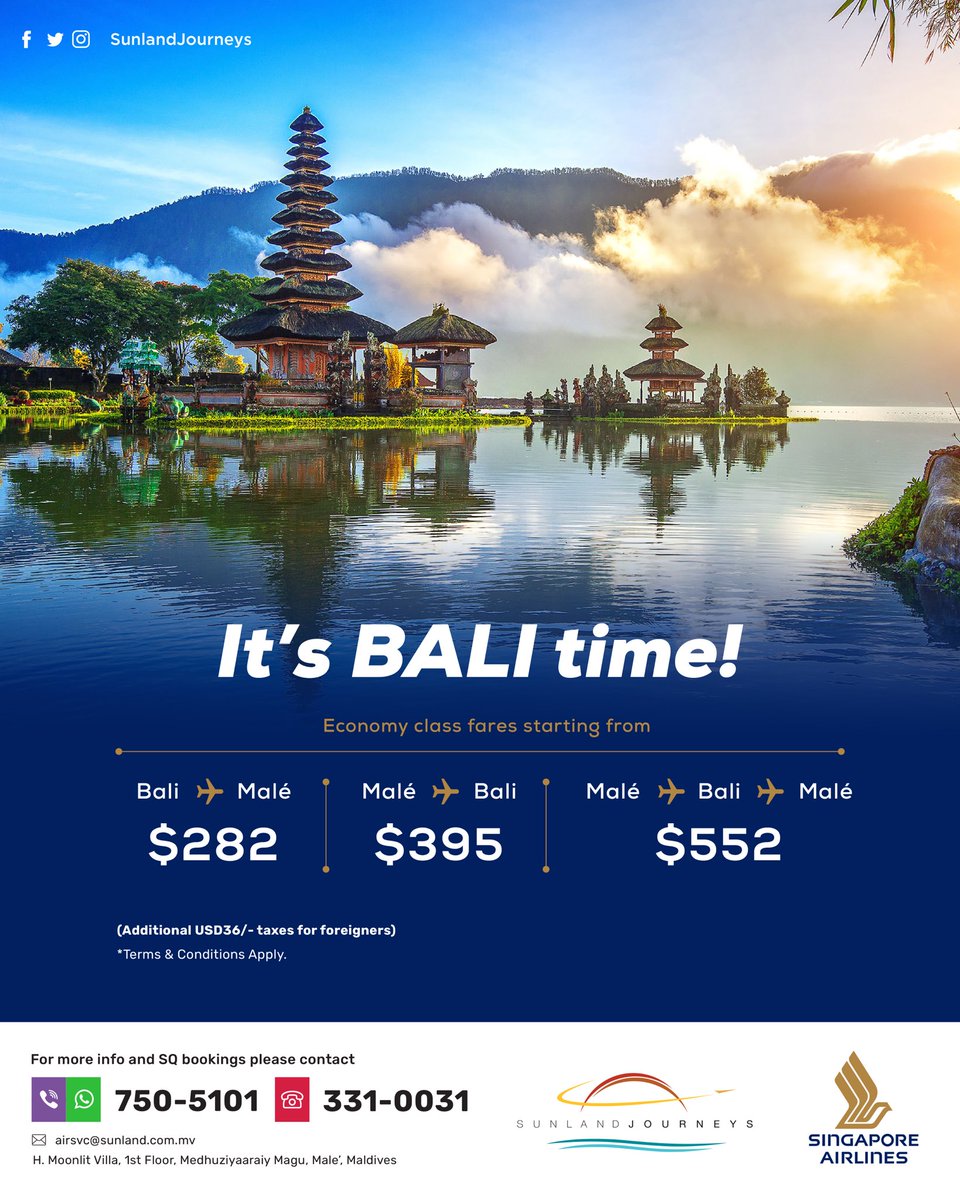 sunlandsq's tweet photo. It’s BALI time! 🇮🇩 
#SingaporeAirlines #SunlandJourneys https://t.co/fHTPeJfLWR