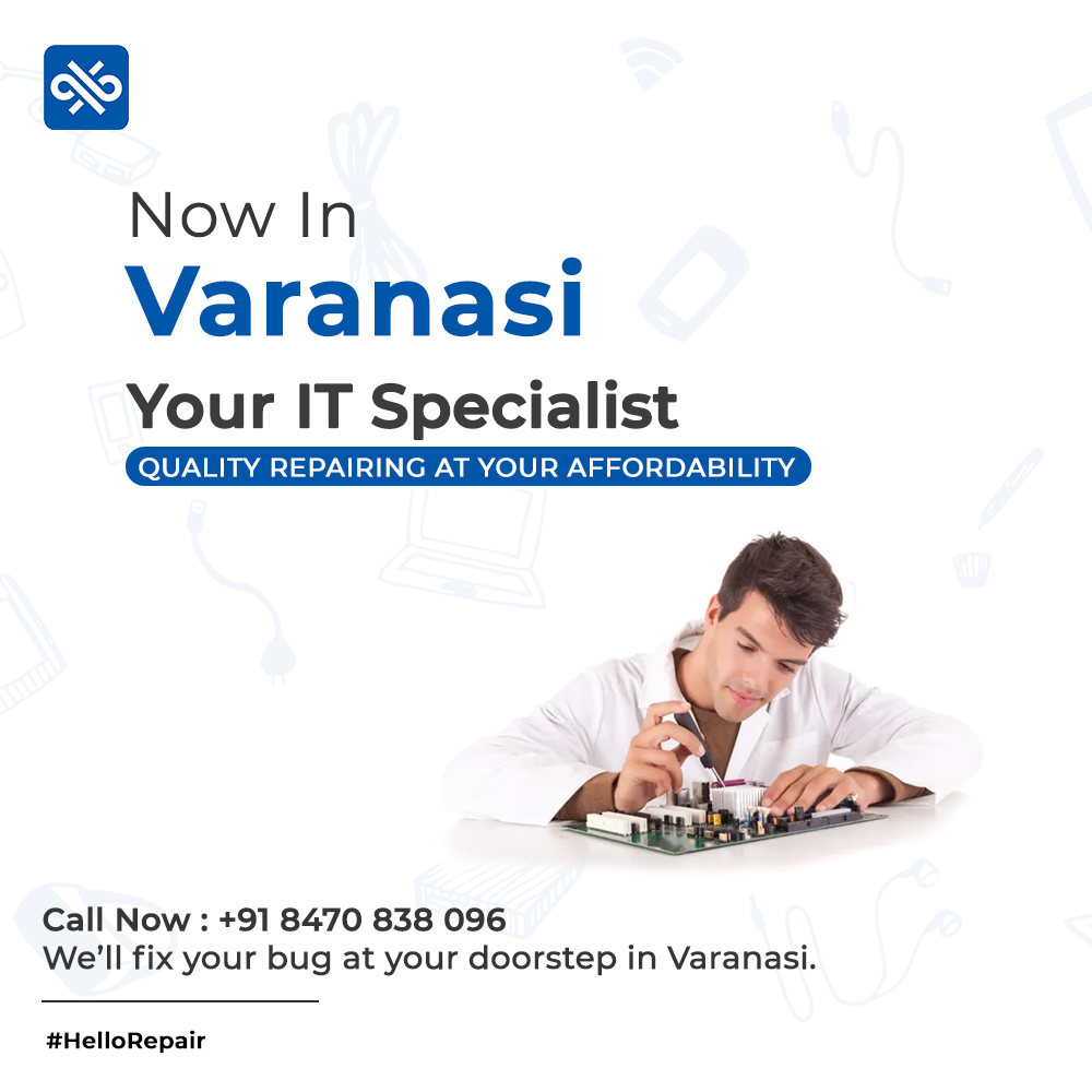 HelloBugVns's tweet photo. Your IT Specialist - Now in Varanasi.
We are one call away to fix your Desktop, Laptop, Printer, Mobile, CCTV and other IT equipment's.

Make a Call Now : +91 8470 838 096
We’ll fix your bug at your doorstep.

#HelloBug #Varanasi #HelloRepair #LaptopRepair #HelloBugVaranasi #HB https://t.co/d6AFstAcyC