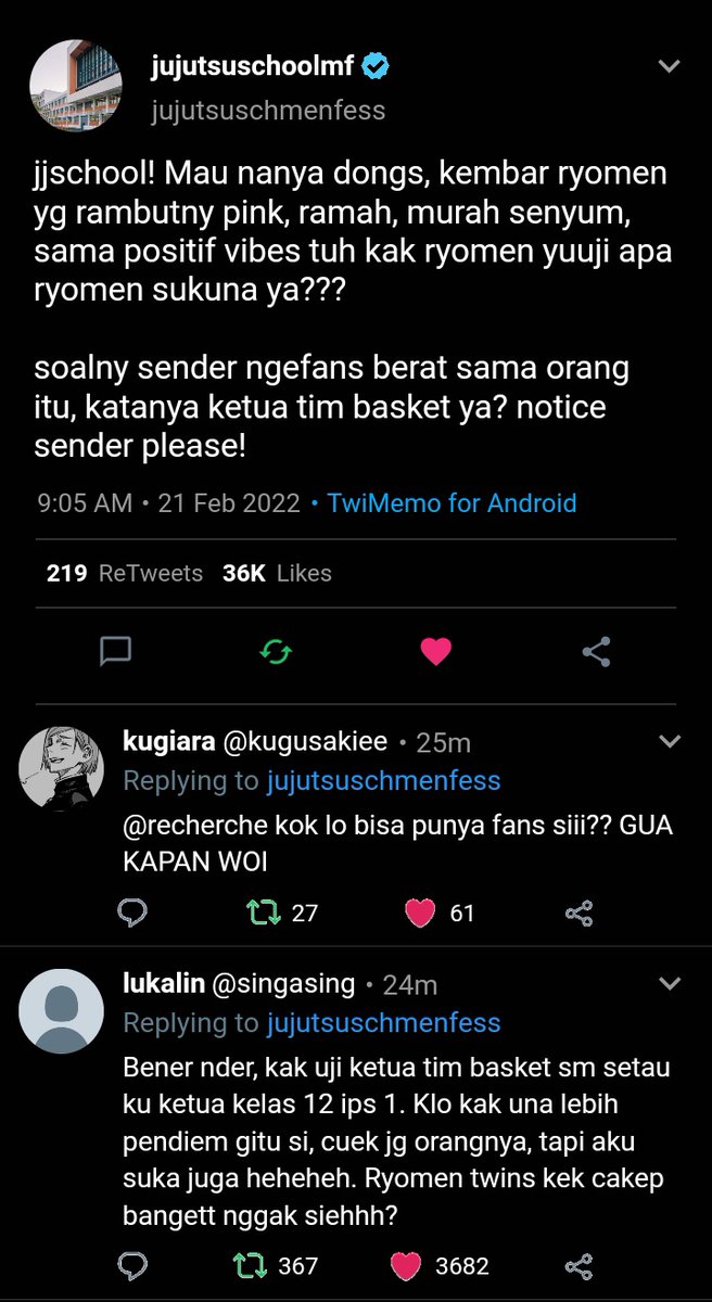 gojogeto_only's tweet photo. Itasuku highschool! au

cw // m/m pair , fluff , top! itadori yuuji , bot! ryomen sukuna , slight sukufushi , incest , asthma , fan-fiksi , harsh words , twins

Ignore typos and time-stamp.

#虎宿 #itasuku #Itadoriyuuji #ryomensukuna #jujutsukaisen #呪術廻戦 

I. – kembar ryomen. https://t.co/oyPgxv049i