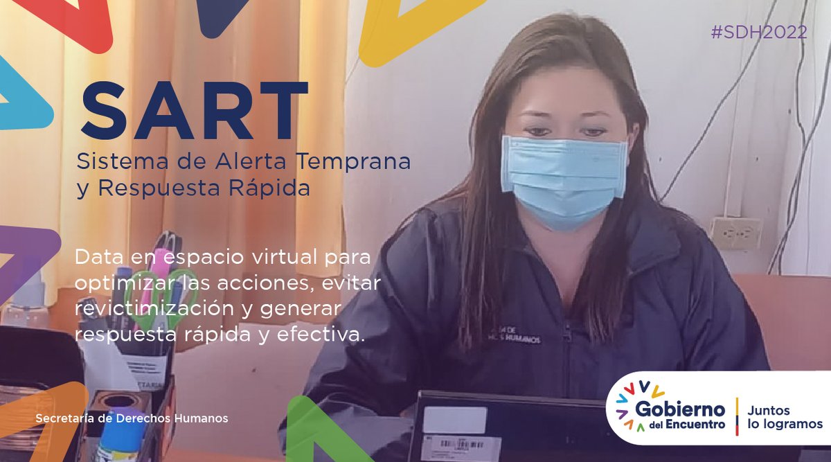 ¿Qué es el SART? Es el Sistema de Alerta Temprana y Respuesta Rápida. ¿Para qué sirve? Para actuar frente a la violentación de derechos, con mapeo de capacitación y articulación de acciones. Estamos presentes en esta herramienta de dación de derechos.
#SDH2022