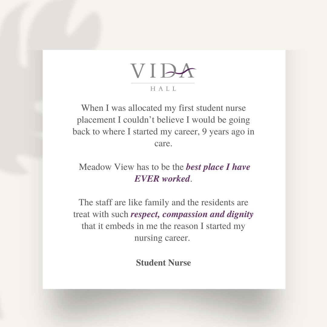 VidaHealthcare1's tweet photo. Meadow View (Vida Hall) has to be the best place I have EVER worked! 💜

#VidaHealthcare #VidaHall #Harrogate #DementiaCare https://t.co/OYuNZbeFXw