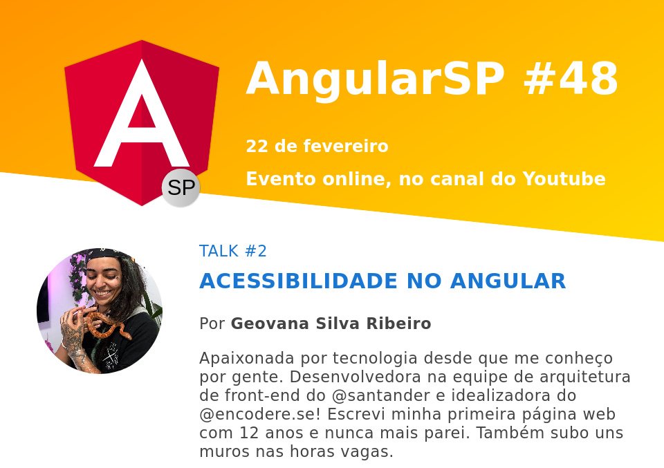 AngularSP's tweet image. Olá, pessoal!
Hoje a Geovana Ribeiro vai trazer um conteúdo muito interessante sobre acessibilidade no Angular
Não percam!

youtube.com/watch?v=HKiLaF…