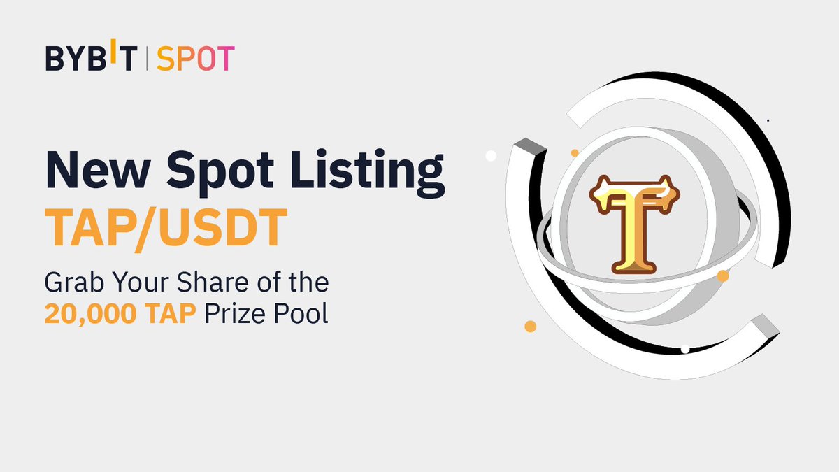Bybit_Official's tweet photo. 🚀 Are you excited for our latest spot launch, $TAP/USDT? @tapfantasy2021 

🔥 We're giving away 20,000 $TAP to our users! Simply Buy &amp; Trade $TAP to earn from the total prize pool.

👉 Join Now: https://t.co/0psccx0rCf https://t.co/2twjUu847Z